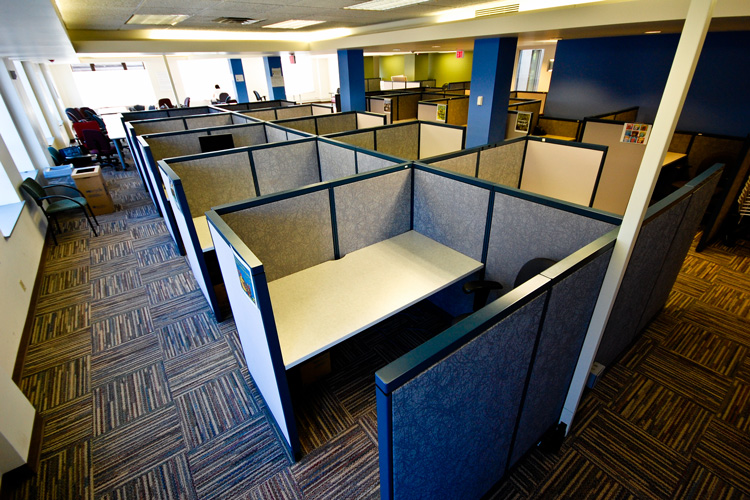 Empty office cubicles