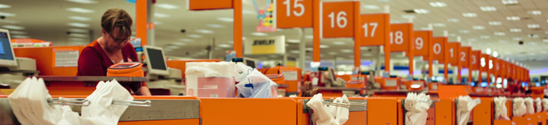 Checkout counters at department store retailer